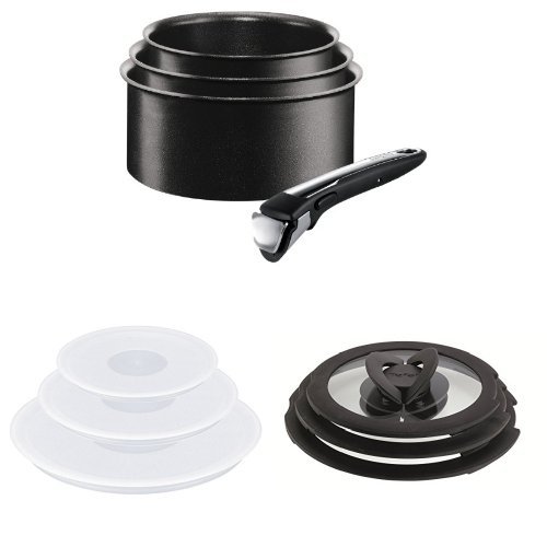 Tefal Ingenio Non-Stick Induction Saucepan Set, 4 Pieces + Ingenio Glass Lids + Ingenio Plastic Lids - Set of 3