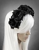 Dark Dreams Gothic Steampunk Haarband Haarreif Kopfschmuck schwarze Rosen schwarz - 