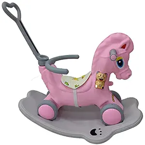 YASHAV Baby 2 in 1 Rocking Horse Animal Rider Swing Toy Birthday Gift for Kids Boys and Girls in Pink Color (1-5 Yeas)