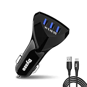 Dyazo Smart 3 Port 3.1 Amp USB Fast Car Charger Compatible for Samsung Galaxy S 7/6/ Edge/Note 5/ A10 /A9,LG G4/,HTC, Oppo, Vivo, Redmi & All Other Mobile Phones with Free Micro USB Cable