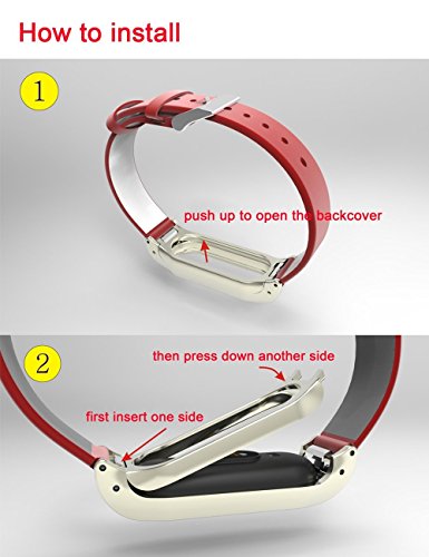 iMounTop Xiaomi Mi Band 2 Ersatz Leder Armband Bracelet Schnalle mit Klammer Clasp für Xiaomi Mi Band 2 OLED-Schirm-Noten-Mi Band 2 Armband Smart-Armband (Mi Band Version 2.0)( Hinweis: den Tracker nicht umfassen) - 6