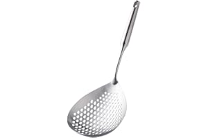 PIQIUQIU Schiumarola in acciaio inox 304, colino per grondaia, con manico, mestolo per friggere e friggere in metallo, pala per scolapasta da cucina per filtro dell'olio