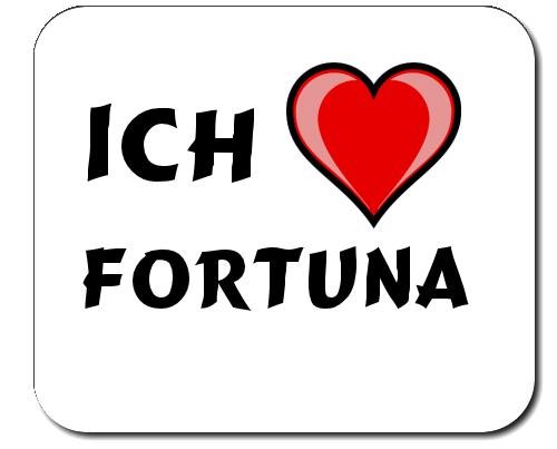 Mauspad mit Aufschrift Ich liebe Fortuna (Vorname/Zuname/Spitzname)