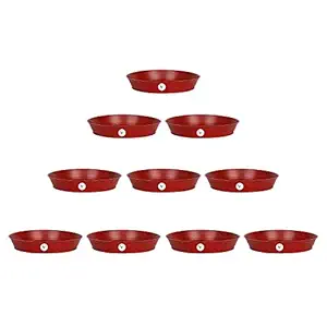 Vinshra Plastic Bottom Tray for Planter, 6 Inch, Red, 10 Pieces