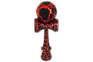 DCForm ★Bilboquet Kendama ★Rouge/Noir Craquelé Jouet Japonais Traditionnel en Bois pour Enfants & Adultes Améliore Les Réflexes et la Dextérité Jeu d'adresse Augmente Les Compétences cognitives