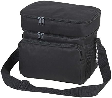 10 Deluxe Cooler Lunch Bag, 8-Can, Insulated with Carry Handle Shoulder Strap (Black) by ProEquip