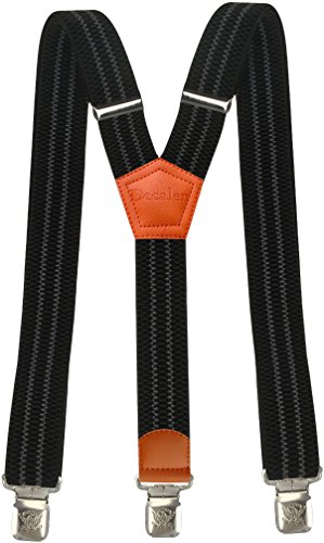 Tirantes Hombre Elásticos Ancho 40 mm con clips extra fuerte totalmente adjustable todos los colores (Negro-Gris 2)