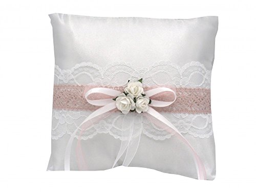Ringkissen Vintage Weiß Rosa Hochzeit Braut Traukissen Ringe - 3