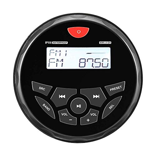 Herdio Récepteur Stéréo pour MP3/USB/AM/FM, Résistant Aux Intempéries Bleu Marine et UTV Noir 10 cm