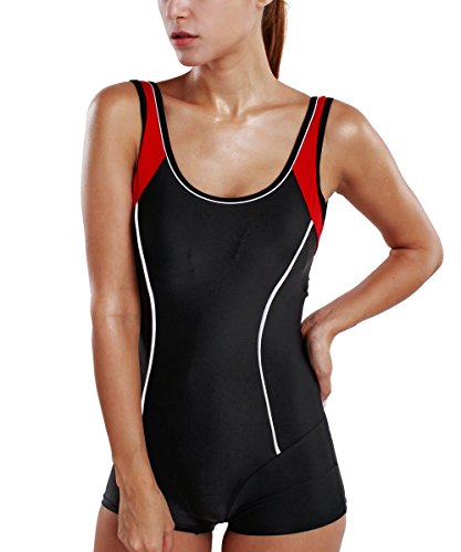 Delimira Damen Einteiler Badeanzug - Schlankheit Hotpants Bademode Schwimmanzug