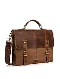 Leder Vintage Messenger Bag - 14 Zoll Canvas Umhängetasche Aktentasche Umhängetasche Laptop Tasche notebooktasche aus Canvas und Leder（Kaffee）