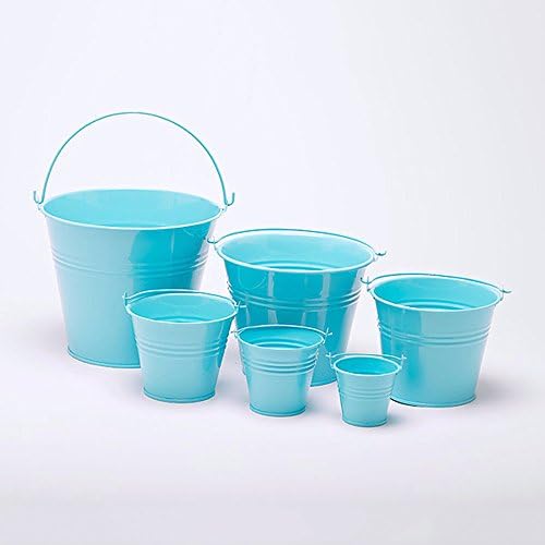 One Duck Egg Blue 12.5cm (5") High Metal Bucket - Pot - Planter for Sweet Tree Kits, Plants, Favours, Storage (B9019)