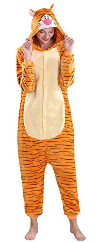 Yimidear® Unisex Cálido Pijamas para Adultos Cosplay Animales de Vestuario Ropa de Dormir Halloween y Navidad(S, Tigre)