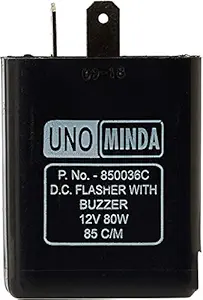 UNO MINDA 850036C Electronic Flasher with Buzzer - 12V/ 80W - 2 Pin