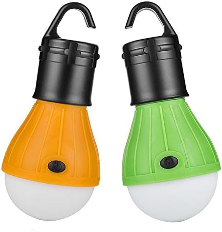 2 Pack xCoCo® Portable LED Lantern Tent Light Bulb for Camping Hiking Fishing Emergency Light, Battery Powered Camping Equipment Gear Gadgets Lamp for Outdoor &amp; Indoor (yellow and green)