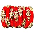 IJYA Sihan Handicrafts Kundan Work Silk Thread Bangle Kada For Women Girls 8 PC Set Wedding & Festive Occasion (Multicolor) (R, 2.6)