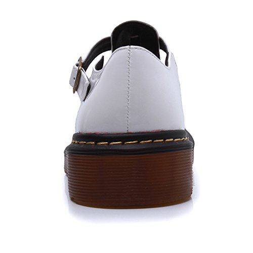 Smilun Damen T Mary Jane Flach Schuhe Klassisch Schnalle Rund Toe - 3
