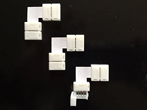 LEDmich© 3 x connecteur rapide 10 mm en L 4 pôles sans soudure pour bande LED SMD 5050