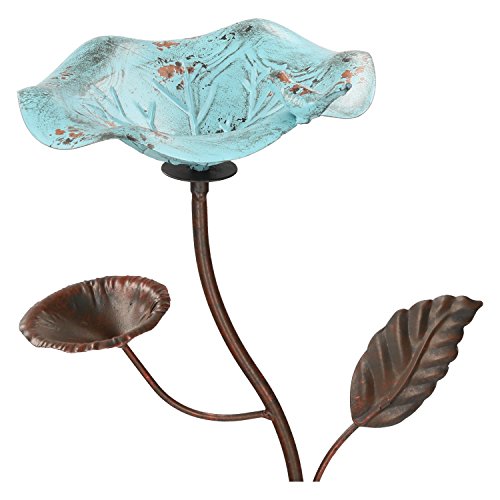 Vogeltränke Vogelbad Vogelbecken Wassertränke Tränke Wasserschale Stecker Braun/Blau Rost - 6