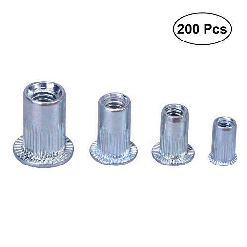 Preisvergleich Produktbild OUNONA 200 Stück Gemischt verzinktem Kohlenstoffstahl Nietmutter Gewindeeinsatz Nutsert - M3 M4 M5 M6 (Silber)