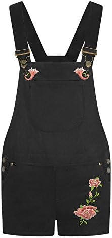 Ladies Women Dungaree Playsuit New Pocket Buckle Strap Shorts Jumpsuit Top | Color Black | Size Medium