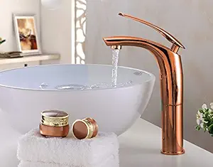 Aquieen Luxury Series Extended Body Hot and Cold Basin Mixer Basin Tap (Premium - Rose Gold)