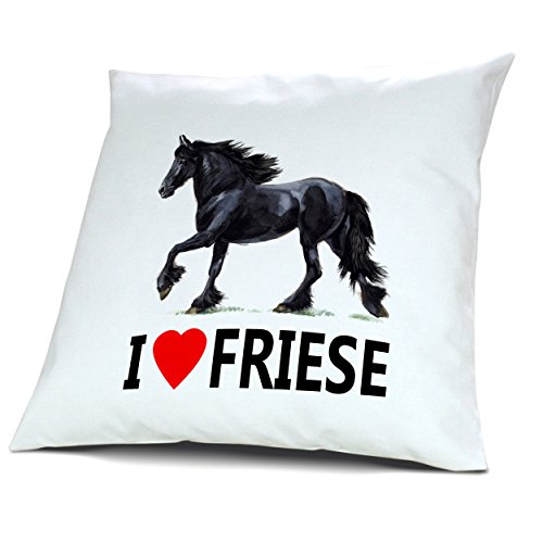 Kopfkissen Friese, Kissen mit Füllung "I Love Friese", 40 cm, 100% Baumwolle