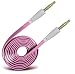 Produktbild Hellrosa / Baby Pink - Nokia Lumia 620 Anti-Tangle 3,5mm Stereo-Kabel 1 Meter Auxiliary lead Zusatzkabel Klinke-auf-Klinke Buchse zu Buchse Flachkabel Audio-Verlängerungskabel Input von Gadget Giant®
