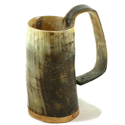 Medium Horn Tankard - Rough Finish - Handcrafted Soldiers Mug Cup - Horn mug by HornCraft