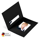 Ausschnitt: ca. 31 x 42 mm Marthiesens® 100 Stück Passbildmappen für Ausweis- und Passfotos im Format 3,5 x 4,5 cm - schwarz