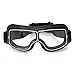 Produktbild LEAGUE&CO Klassisch PU Leder Motorradbrille Schutzbrille Raf Aviator Vintage Pilot Biker Cruiser Pilot Fliegerbrille Motocross Cruisers Helm Brille für Harley-Davidson Dyna Touring Trike Sportster XL (Schwarz, Transparent)