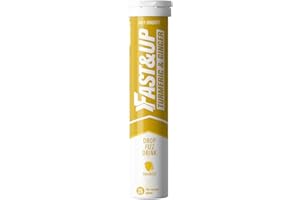 Fast&UP Turmeric & Ginger Effervescent Tablets, Natural Curcumin Super Herbs with Zinc, Black Pepper & Ginger Extract, 25 Count, Mango Flavour