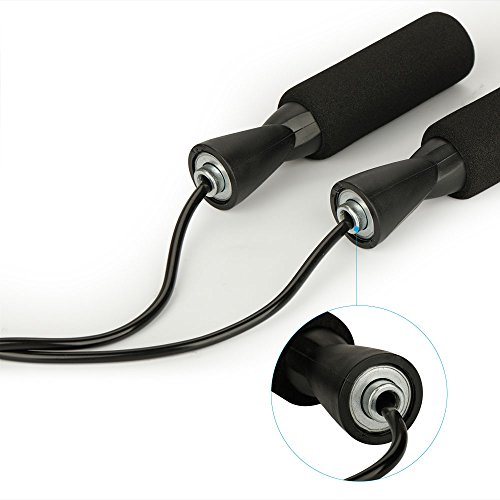 Speed Rope Springseil, HAO HONG 3 Meter Hüpfseil Sprungseil Sport High Speed Fitness Seil mit hautfreundlichen Griff Länge verstellbar Schwarz - 3