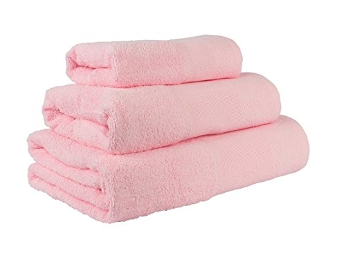 Confort Home M.T (Rosa) Juego de Toallas de baño 3 Piezas REGALITOSTV (1 Toalla de baño, 1 Toallas de Manos y 1 Toalla Cara) 100% algodón,, Toallas Ligeras y absorbentes. (Rosa)