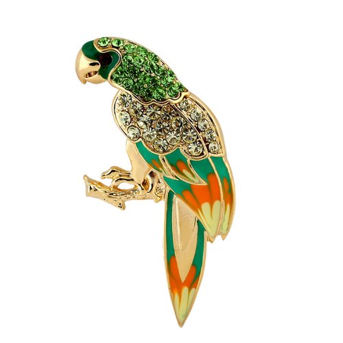 Yoursfs Vogue 18K Gold Plated Jewelry Emulational Diamond Parrot Brooch Used Austria Crystal