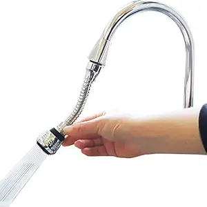 Kitronics Turbo Flex 360-degree Water Saving Extension Sprayer Faucet, Silver, Chrome Finish