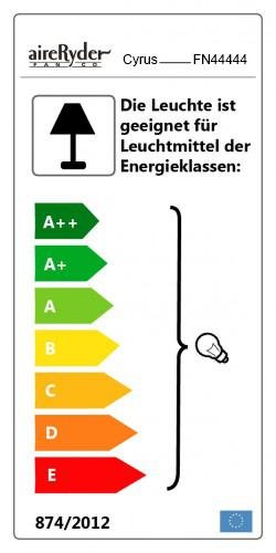 Deckenventilator mit Beleuchtung und Zugschalter Cyrus 107 cm von AireRyder, Gehäuse chrom glänzend, Wendeflügel in schwarz und silber - 2