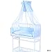 Baby Co Sleeper Bedside Cot Bed 90x40 in white incl. bedding set in blue