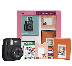 Fujifilm Instax Mini 11 Instant Camera (Charcoal Grey) Gift Box with 10 Shots