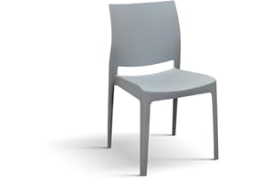 PAZZO DESIGN Chaise Alberto, Ensemble de 4 chaises Modernes, Gris, Polypropylène, Empilable, Intérieur et Extérieur