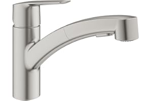 GROHE QUICKFIX Start Mitigeur monocommande évier de cuisine Start, Douchette extractible 2 jets, Installation facile, Rotation 90°, Supersteel, 30351DC1 (Import Allemagne)