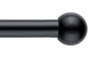BOOM JOG 16/19mm Diameter 70-120cm Extendable Curtain Pole Set with Round ball Finials. (BLACK). Includes Rods,Ball Finials,Brackets,Fitting sets. 28-48" Single Adjustable Curtain Rod without Ring.