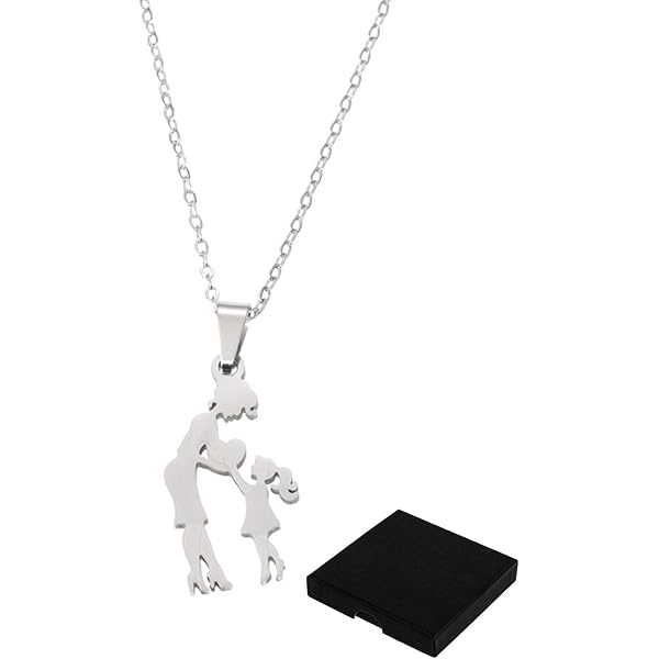 Collana con ciondolo madre figlia in zirconia cubica a forma di cuore