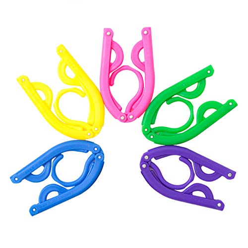 Preisvergleich Produktbild Qianyou 5 PCS Klappbarer Kleiderbügel, Kunststoff Kleiderbügel Platzsparende Hosenbügel Rutschfest Faltende Plastikkleidung Kleiderbügel Für Hosen Röcke, Outdoor Camping (Blau / Rosa / Lila / Grün / Gelb)