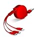 Produktbild MTTLS Einziehbare Multifunktionale Ladekabel USB Schnellladung 3 In 1 Für iPhone X / 8/7 / Ipad/MacBook, Android, Typ-C-Schnittstelle Multi-Kabel,Red