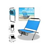 asiento plegable de playa Tumbona plegable de estilo moderno y elegante, diseño contemporáneo de aluminio en color gris antracita y de alta calidad con revestimiento de tela estampada Turquesa.