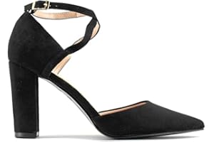 MODELISA - Zapatos De Tacón Ancho Salón Tejido Hebilla Tobillo Mujer