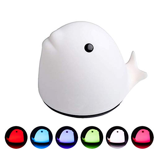 Portable Silicone LED Night Light, Touch Sensor Beside LED Table Lamp,USB Rechargeable Night lamp, Warm White Light & 7 Colorful Lights for Baby Room Bedroom,Nursery, Outdoor