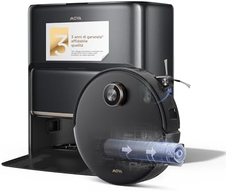 Mova Z60 Ultra Roller Complete Robot Aspirapolvere Lavapavimenti, 28000Pa, Dotato di Lavaggio HydroForce, Tecnologia AutoShield, Telaio LiftPro, Sistema StepMaster 2.0, Lavaggio con DuoSolution