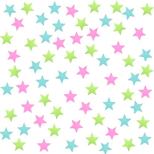 Preisvergleich Produktbild 3D Dreidimensionale Leuchtende Wandaufkleber Decke Dach Kinderzimmer Wanddekorationen Romantische Sterne Aufkleber 200 Pack